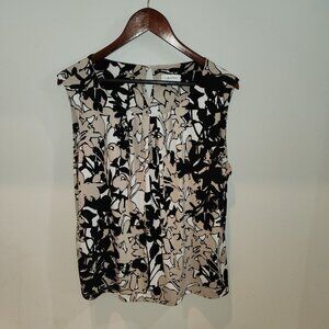 Calvin Klein Womens Sleeveless Floral Print Blouse With Back Button Closure XL
